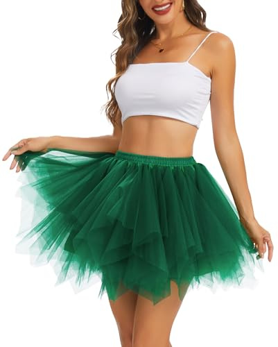 Wikoan Adult Tutu Skirts for Women 80s Tulle Tutus Halloween Festival Party Skirt Layered Short Petticoat Plus Size S-3XL
