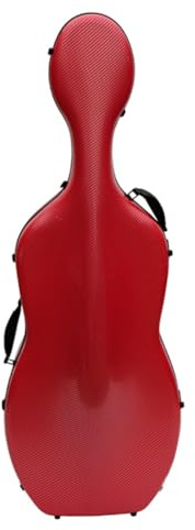 HDYNUZ Custodia Rigida Leggera in Fibra di Carbonio per Violoncello 4/4 con Ruote, Custodia Rigida per Violoncello da 3,3 kg(Red)