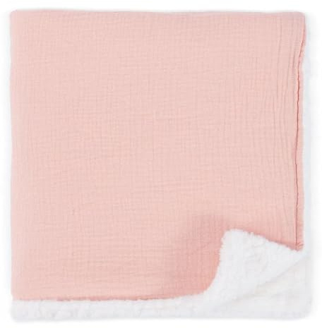 Koomuao Babydecke 90x70cm Baumwolle weiche warme Baby Decke,Winterdecke mit flauschigem Teddy Fleece,für Kleinkinder Mädchen Krabbeldecke Kinderbett Kinderwagen (Rosa)