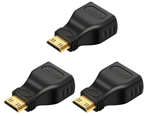 3 Pièces Adaptateur HDMI vers Mini HDMI Plaqué Or, Convertisseur Mini HDMI vers HDMI Femelle pour Appareil Photo Reflex Caméscope Tablette Mini PC Moniteur Projecteur Compatible 4K UHD Full HD
