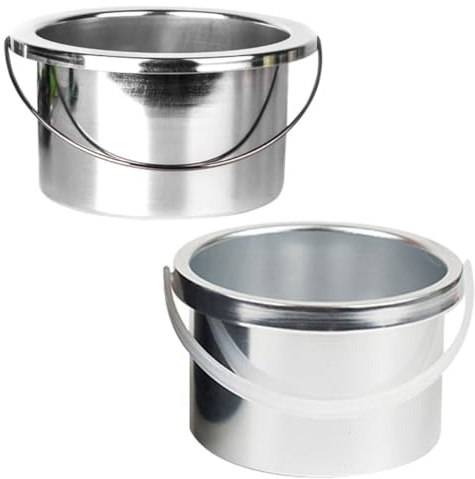 Wax Warmer Inner Pot 500cc Aluminum Replacement Set for Hair Removal | 2 Pcs, Silver Finish, Handle Design, Salon or Home Use, Simple Structure, Easy Demoulding