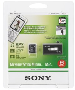 Sony MSA8GU2 8GB Memory Stick Micro M2 + Adaptor