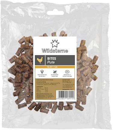 Hundeleckerli Bites Pute 125 g | Leckerli für Hunde aus 97% Fleisch ohne Innereien | Monoprotein Pute | getreidefrei | Zutaten aus der EU | ohne Zusatzstoffe | hypoallergen | für Allergiker