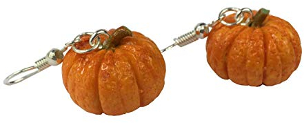 Miniblings Kürbis Ohrringe Hänger Halloween Pumpkin Gemüse Herbst Grusel - Handmade Modeschmuck I Ohrhänger Ohrschmuck versilbert