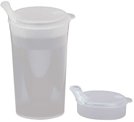 WILLY BEHREND Trinkbecher-Set, 2 transparente Becher mit wahlweise langem oder kurzem Mundstück, 250ml Fassungsvermögen, Polypropylen (PP)