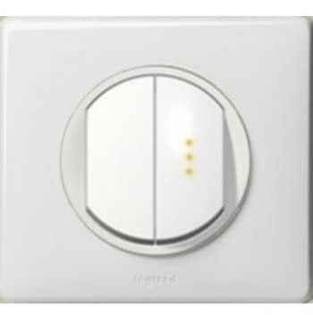 Legrand Double interrupteur, 2 voies, Bouton poussoir, Manuel, Noir, IP44