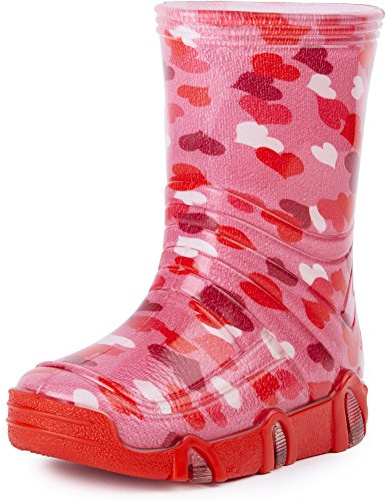 Ladeheid Kinder Mädchen Jungen Gummistiefel SwkBW 03 (Rosa Herz, 25/26 EU)
