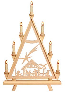 Erzwelt Lichterdreieck Krippe, 37 cm Breit
