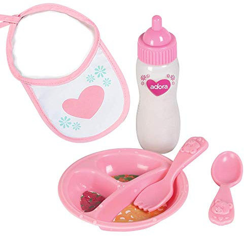 EPHIIONIY Adora Baby Doll Zubehör Magisches Fütterungs-Set – Magischer Teller, Magische Baby-Puppe Flasche mit Milch, Lätzchen, Gabel und Löffel