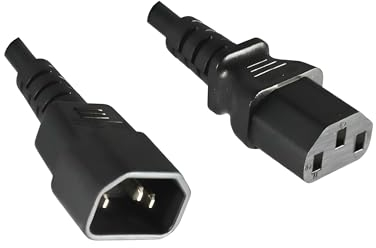 DINIC Kaltgerätekabel C13 auf C14 mit 1.5mm², VDE (5,00m, schwarz)