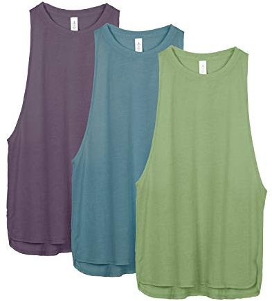 icyzone Damen Sporttop Locker 3er Pack - Leichte Yoga Fitness Oberteil | Sport Tank Top für Damen, Racerback und Großzügige Armausschnitte, Natürlich Weich, Atmungsaktive