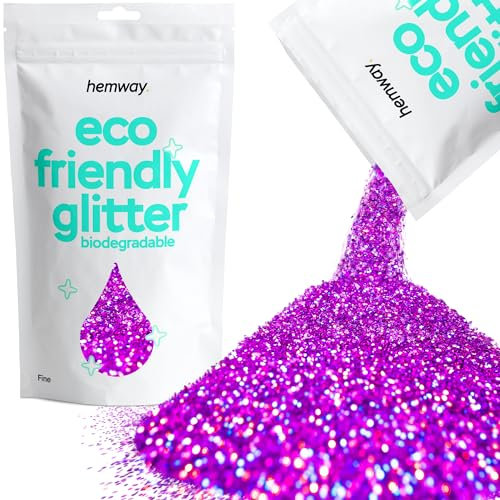 Hemway Eco Friendly Biodegradable Glitter - Purple Holographic | 100g Fine Plant-Based Metallic Flakes for Arts & Resin Crafts | Bio Supplies for Festival, Hair, Face, Body & Nail Art Decoration