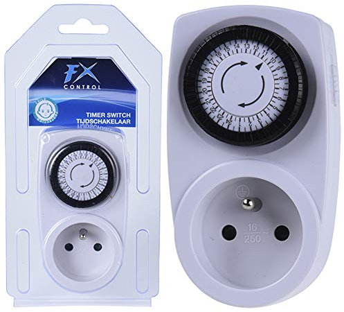 FX control Programmateur Prise Terre Blanc 10 x 7 x 20 cm