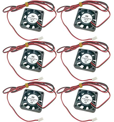 6Pcs 4010 Ventilateur d’imprimante 3D, Mini DC 24V 0.1A Ventilateur de Refroidissement de l'imprimante 3D avec Câble à 2 Broches pour Séries Imprimante 3D (40x40x10mm)