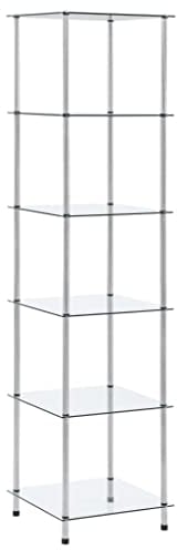 vidaXL Regal mit 6 Ablagen Vitrine Glasregal Dekoregal Sammlervitrine Standregal Glasvitrine Bücherregal Vitrinenschrank Transparent 40x40x160 cm Hartglas