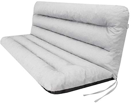 PillowPrim Kissen für Hollywoodschaukel • Gartenbankauflage • Bankauflage • Bankkissen • Sitzkissen und Rückenkissen • Gartenpolster • sitzbreite 180 cm Aschgrau