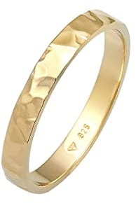 Elli Ring Damen Band Basic Fein Gehämmert Trend in 925 Sterling Silber
