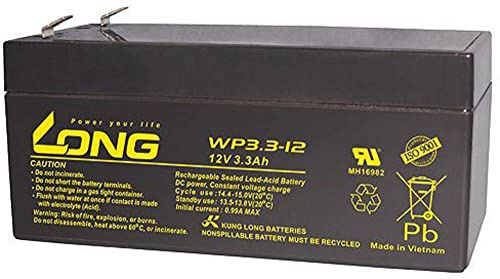 LONG WP3.3-12 WP3.3-12 Bleiakku 12V 3.3Ah Blei-Vlies (AGM) (B x H x T) 134 x 65.5 x 67mm Flachstecker 4.8mm Geringe