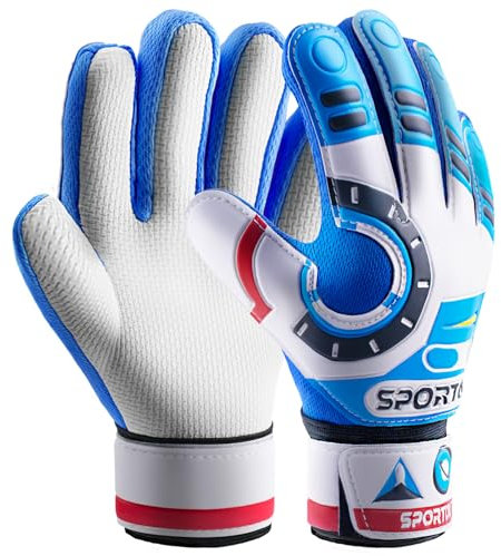 Sportout Torwarthandschuhe Kinder und Jugendliche, Fußball Torwarthandschuhe, Fußballhandschuhe, Doppeltem Schutz, Tragbarkeit, Super Halt (Astronaut-Blue, 5)