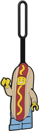 IQ Lego Iconic Hot Dog Man Silikon-Taschenanhänger für Reisen, Koffer, Rucksack – ungiftig und geruchlos, mit beschreibbarer Oberfläche auf der Rückseite zur Identifizierung des Ausweises (52615)