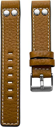 Oozoo Armband Uhrenband Uhrenarmband Leder Lederband mit Dornschließe Cognac/Niete 20 mm