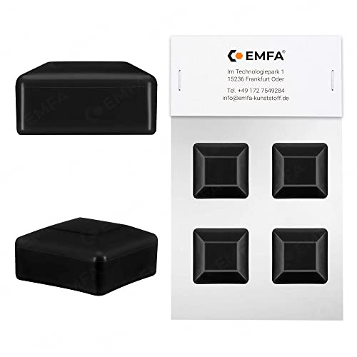 EMFA Zaunpfahlkappe 80x80 mm 4 Stück Schwarz Pfostenkappe quadratisch Zaunpfostenkappen Zaunabdeckung Kunststoff Deckel Zaunkappen 8x8 cm