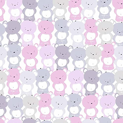 Papier peint enfant rose lavable motif koala | Tapisserie violette motif koala pour chambre bébé | Papiers peints pastel intissé pour chambre fille
