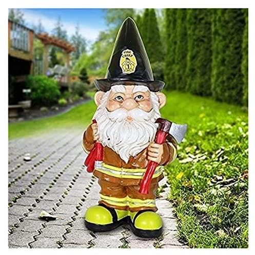 Lustige Harz Karriere Ornament Dekoration Feuerwehrharz Gnom Statue Wasserfreie Outdoor -Statue for Patio Lawn Yard
