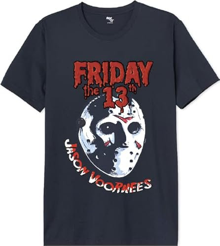FRIDAY THE 13TH Herren Uxfridmts001 T-Shirt, Marineblau, XS