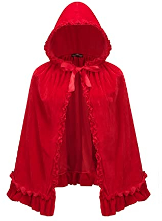Regenboog Women Little Red Riding Hood Cape,Velvet Cloak Cape Costume for Girls,Halloween Christmas Costume,Cosplay,Fancy Cape,World Book Day,Fairy Tale,80cm/31.5inch