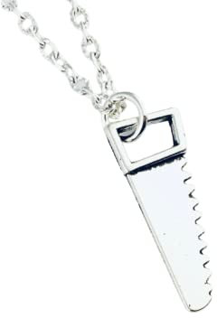 Saw Necklace, sterling silver or silver plated or black choker chain, unisex jewellery, tools horror lover, halloween costume, handyman diy father's day dad, gift for boyfriend husband birthday