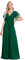 Ever-Pretty Vestito da Sera Donna Elegante Stile Impero Scollo a V Maniche Corte Lungo Chiffon Abito da Sera Verde Scuro 52