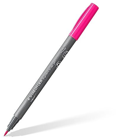 STAEDTLER brush pen pigment Arts, magenta, pigmentierte Premium-Zeichentusche, Pinselspitze für variable Linienbreite, wasserfest, schnelltrocknend, 10 magenta brush pens im Kartonetui, 371-20