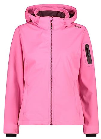 CMP Damenjacke aus Light Softshell mit abnehmbarer Kapuze, 39A5016 (52, Neonrosa), Fluo Pink, 46