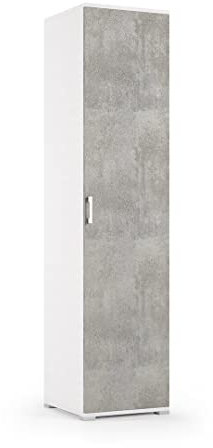 Kiamami Valentina Colonne de Rangement Polyvalente Blanche avec Porte de 45 cm Effet béton