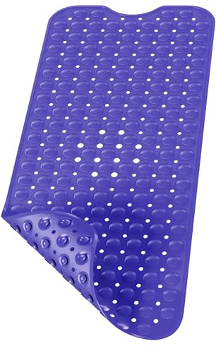 LICHTENHEIM Duschmatte rutschfest Sensitiv 100x40 cm Violet BPA frei | INKL 2 HAKEN, Badewannenmatte rutschfest, Antirutschmatte Badewanne, Badematte schimmelresistent, waschbar