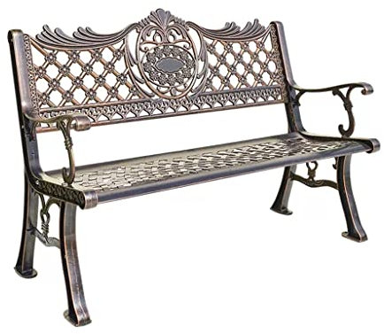 HIHELO Outdoor Bench Double Park Bench Nordic Garden Chair Wrought Iron Three-person Bench Leisure Backrest Long Chair