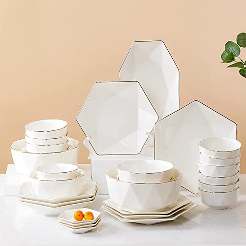 Set di stoviglie, set di piatti 36 pezzi Set di posate in porcellana da cucina, piatto piano, piatto da insalata, servizio da portata per 8