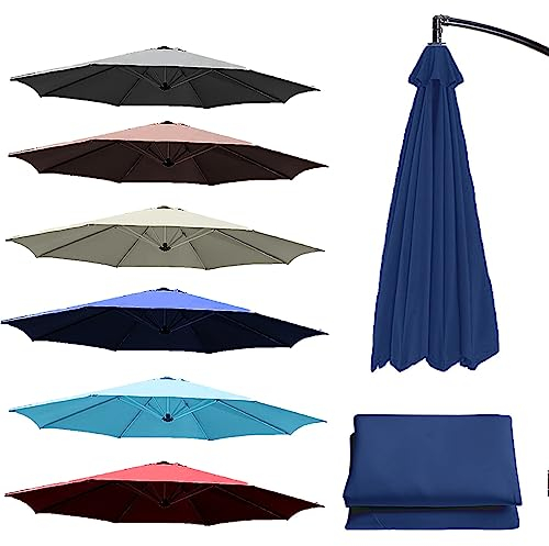 Sonnenschirm Ersatzbezug 3.0m 6/8 Streben, UV-Schutz Ampelschirm Bezug Ersatz Sonnenschirm Überdachung, Ersatzdach Stoffbezug Für Terrassenschirm, Sonnenschirmbezug(Farbe:Navy blau,Größe:3.0m/8 Ribs)