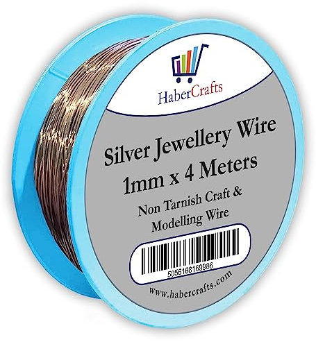 1mm Silver Jewellery Wire Tarnish Proof Brass Bendable Metal Wire for Jewellery Making Sculpting Modelling Crafts Wire Weaving & Wrapping (1mm - Silver - 18 Gauge - 1 Spool - 4 Meters)