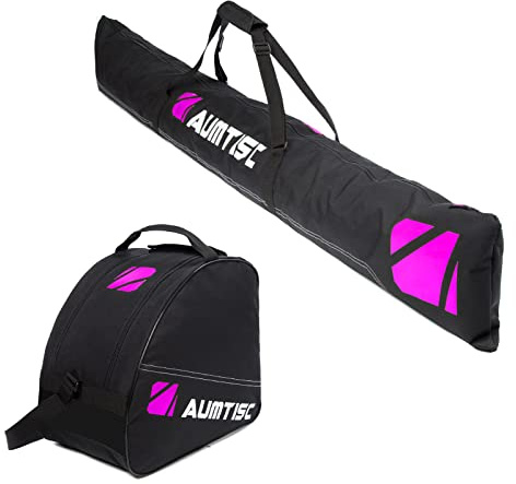 AUMTISC Skitasche Set Skisack &Skischuhtasche Längenverstellbare Bis 200 cm für 1 Paar Ski & Skischuhe