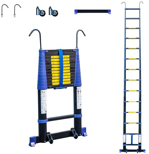 HOSTRÖM Teleskopleiter 4,1 m, Telescova13+, Aluminium, faltbar, ausziehbar, multifunktional, Arbeitshöhe max. 5 m, abnehmbare Haken, 5 Jahre Garantie