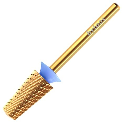 HYTOOS Brocas cónicas de seguridad para uñas, broca de carburo redondeada con revestimiento de titanio, brocas giratorias bidireccionales 3/32 para uñas, taladros de manicura, accesorios para quitar