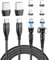 Krsende Magnetic Charging Cable 2Pack 2M, 60W Quick Charge, 6 in 1 USB A/USB C to Type C Fast Charging, 360° & 180° Rotating Cable