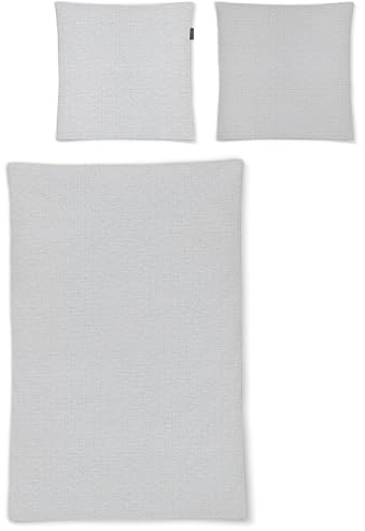 Irisette Seersucker Bettwäsche Easy Granby Silber, 1 Bettbezug 135 x 200 cm + 1 Kissenbezug 80 x 80 cm