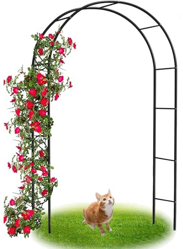 Gartenbogen, Torbogen Rankhilfe Für Kletterpflanzen, 2,30m Breit X 2m Hoch Oder 1,40m Breit X 2,40m Hoch, Frei Montierbar, Outdoor-Hochzeitsdekorationsbogen, Schwarz(Color:25cm,Size:0.8x2.0m/2.6x6.6ft
