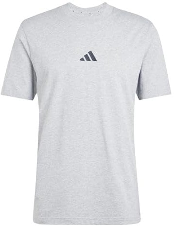 adidas Men's Essential Three Stripes Single Jersey Tee, medium Grey Heather/Black, XXL