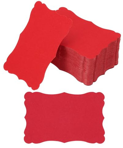 PATIKIL 3,7x2,4 Blanko-Papier Visitenkarten, 120er Pack Kleine Index-Karteikarten Wörter Nachricht Notizkarte Mini-Papiertags Spitze für DIY-Geschenk, Rot