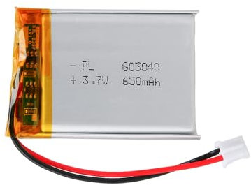 Batterie Lipo 3,7 V, 650 mAh 603040 lithium-polymère avec connexion 2P-PH avec pas de 2,0 mm