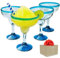 AGAVE'S GLASSWARE Margarita Glasses Set of 4 (16 oz) – Aqua Rim Margarita Glass, Mexican Glassware, Handmade, Gift Box, Cocktail Glasses, Margarita Cups (Traditional Aqua Rim).